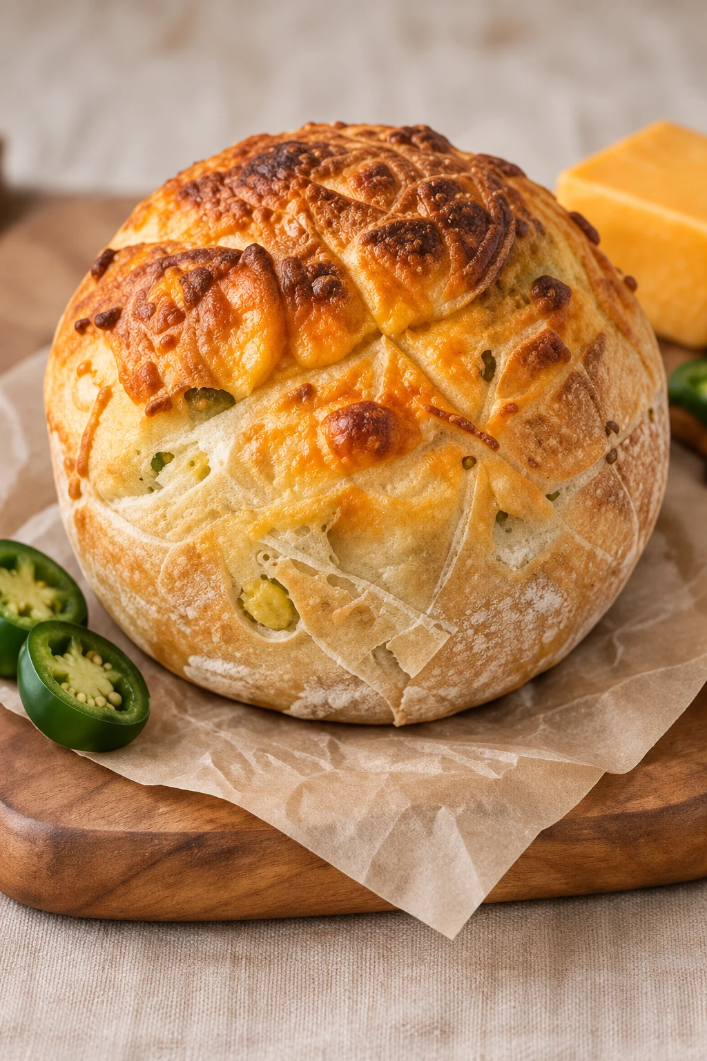 Whole Wheat Cheddar and Jalapeño Sourdough