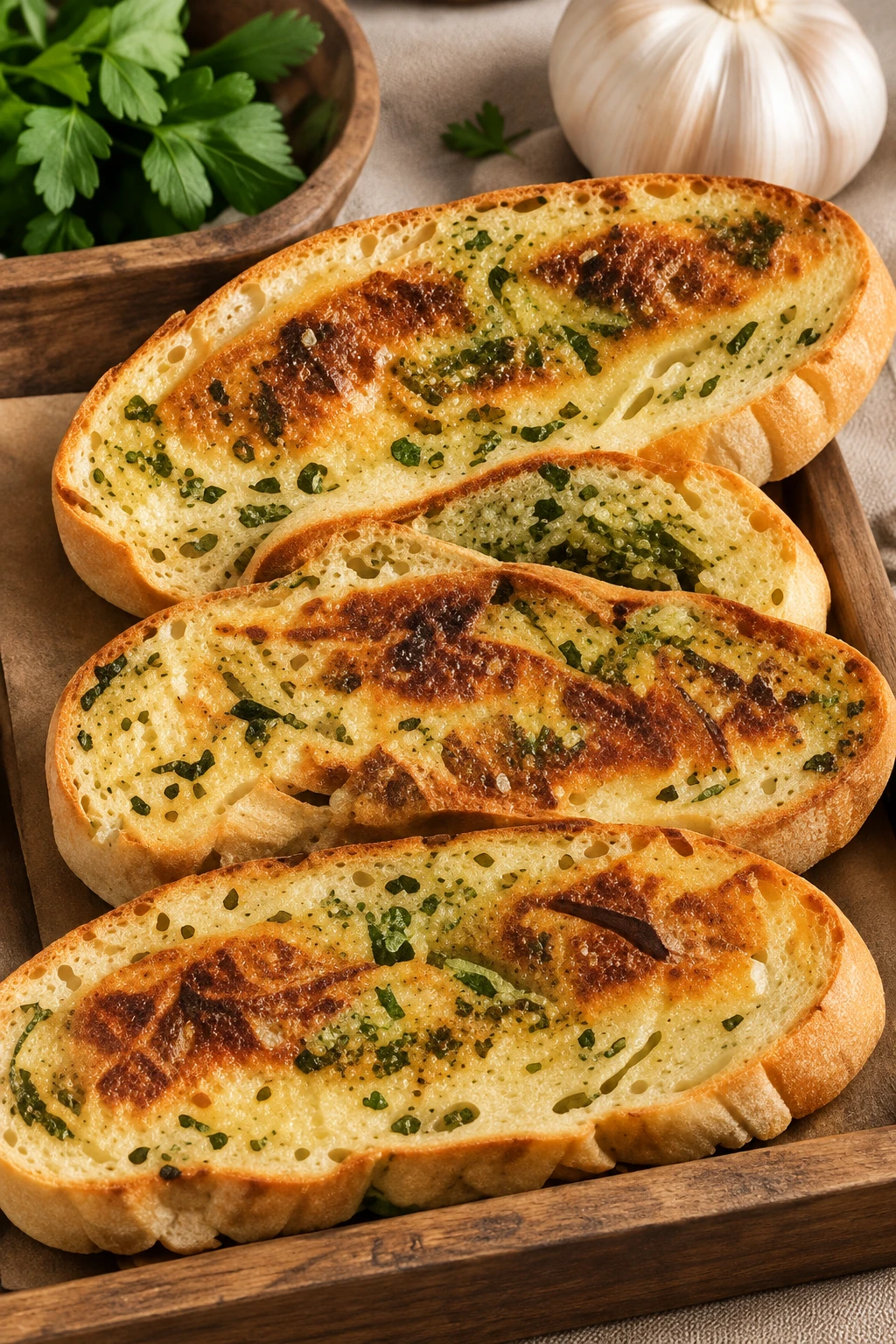 Garlic, Fresh Coriander and Natural Butter Toast